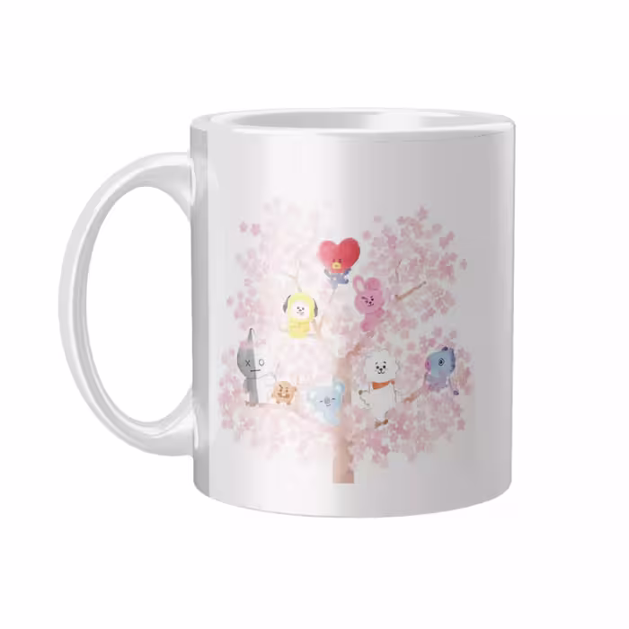 خرید ماگ-لیوان سرامیکی دسته و داخل سفید   BTS-BT21  FH-2294