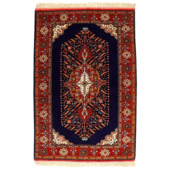 فرش عشایری دستبافت دو و نیم متری طرح لچک ترنچ