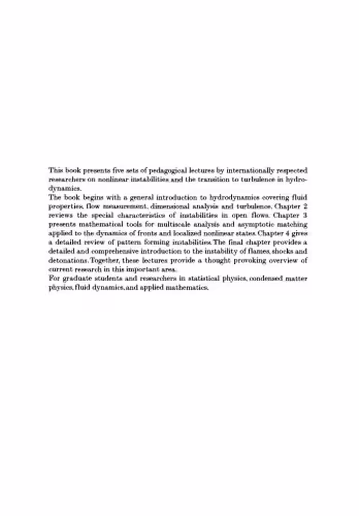 خرید و دانلود نسخه کامل کتاب Hydrodynamics and Nonlinear Instabilities (Collection Alea-Saclay: Monographs and Texts in Statistical Physics)