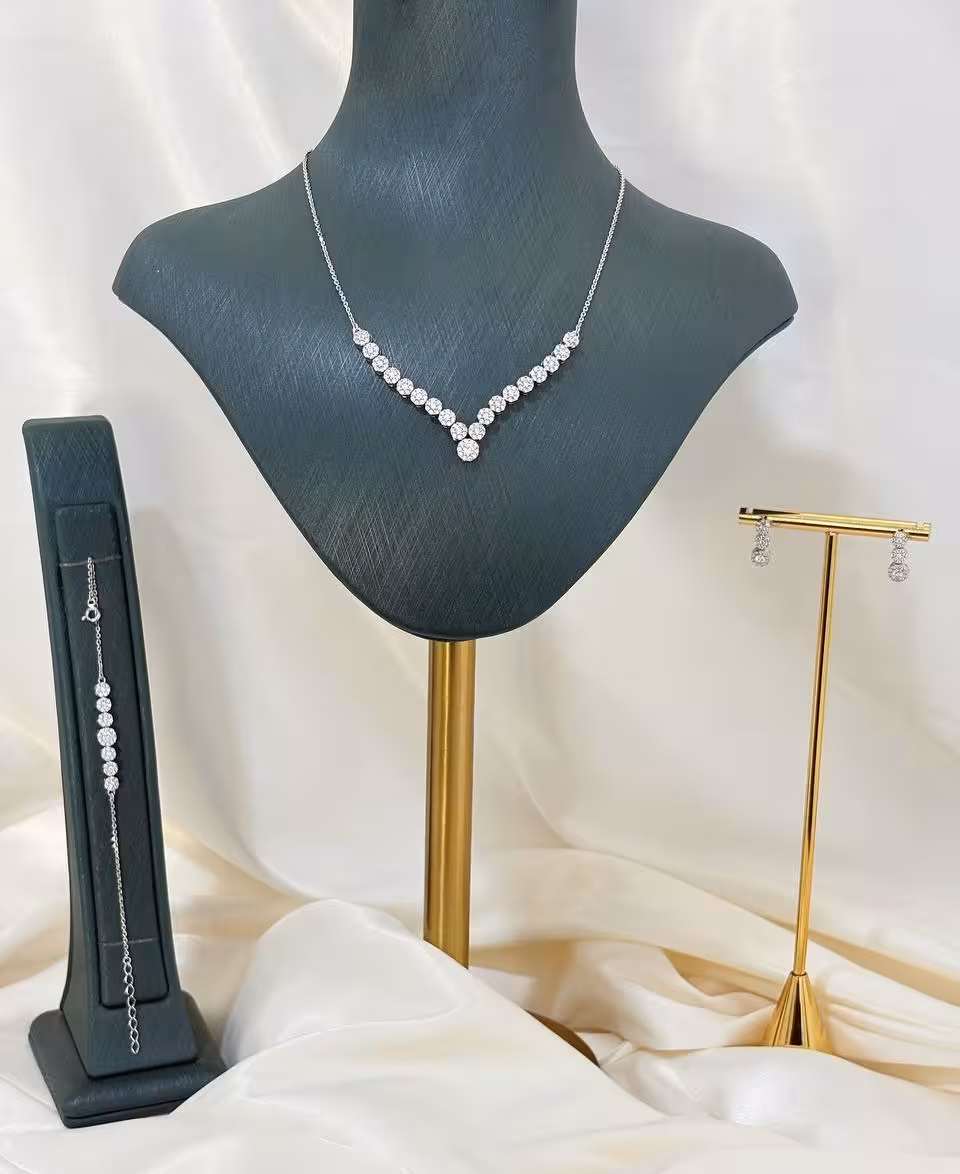 سرویس نقره جواهری زنانه کد 60728