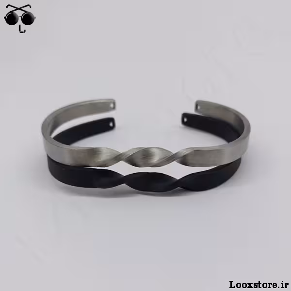 دستبند ست کاپلی بنگل دو پیچ استیل