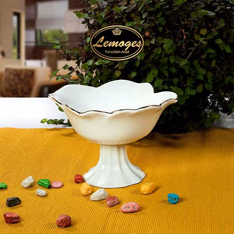 بستنی خوری لمون طرح رز  لب طلا 6 عددی