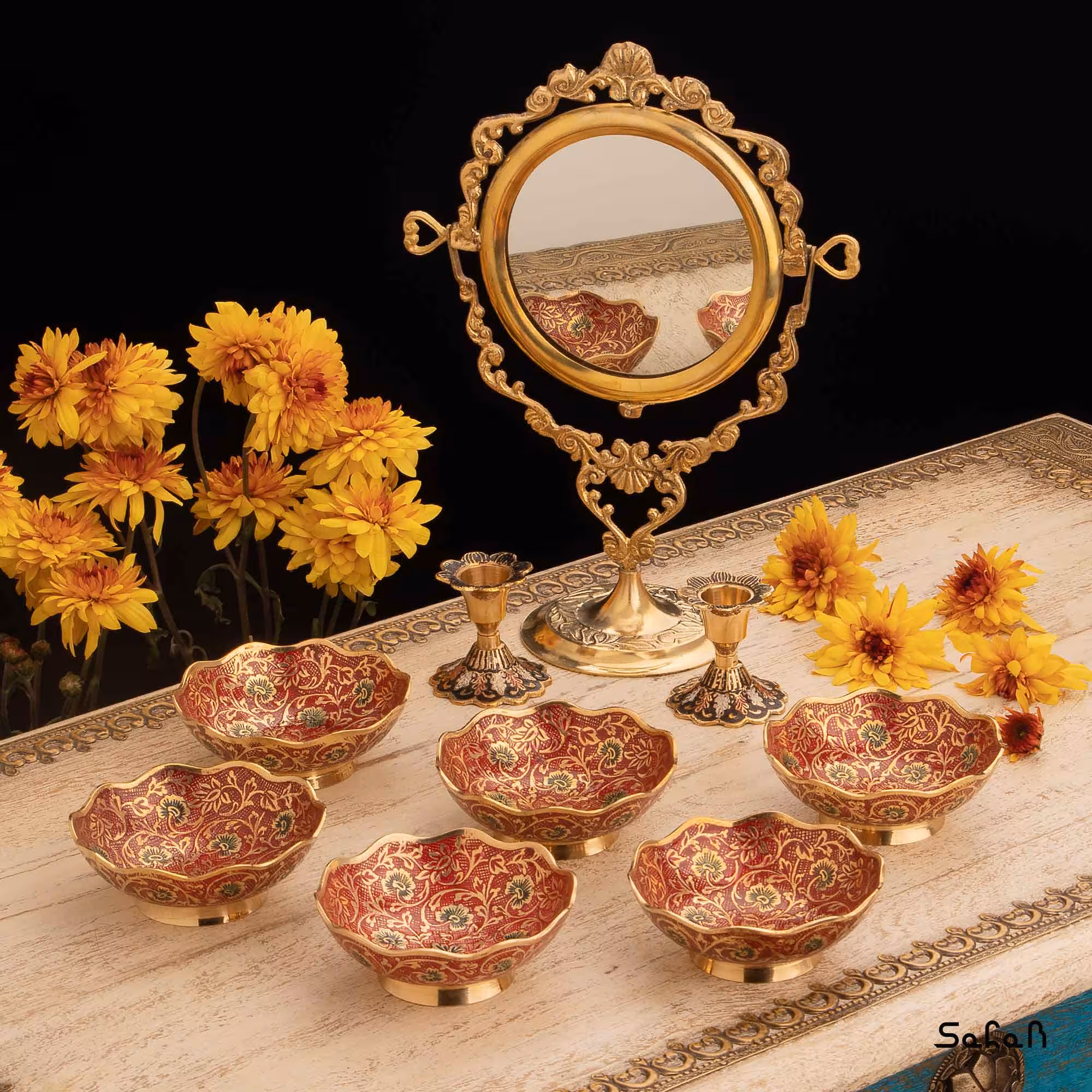 ست هفت سین برنجی میناکاری کد 093