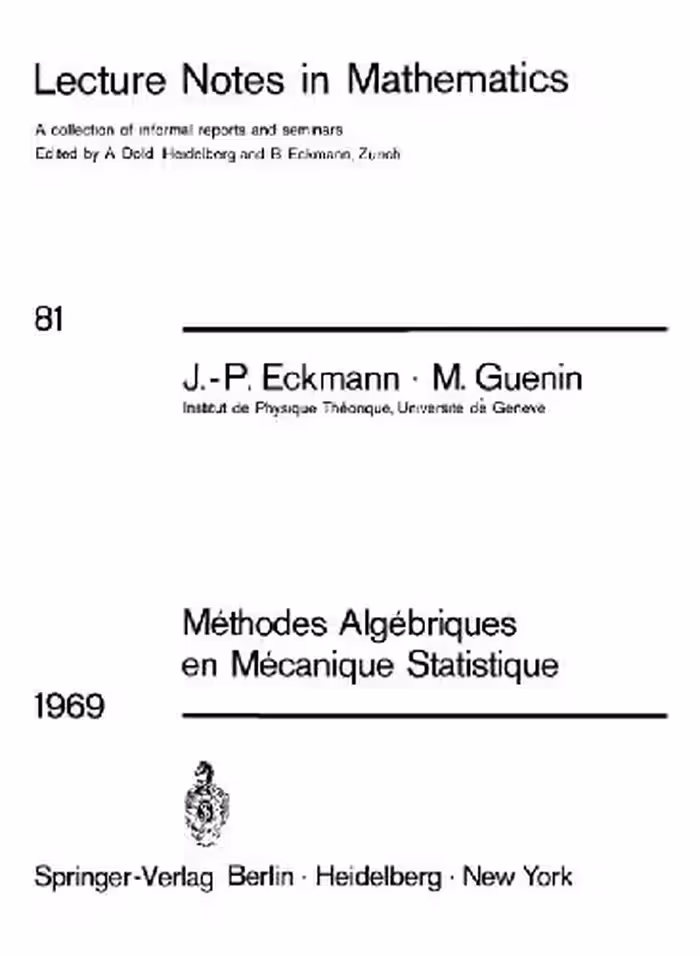 خرید و دانلود نسخه کامل کتاب Methodes Aigebriques en Mecanique Statistique