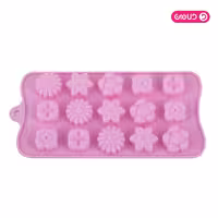 قالب سیلیکون ممتاز شکلات میکس گل و ستاره 15 خانه