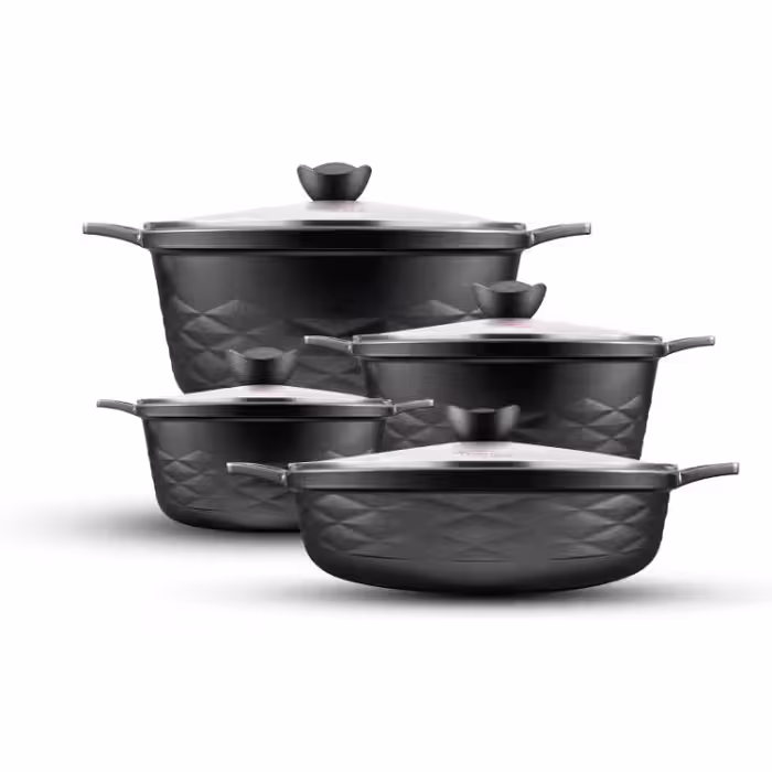 سرويس 8 پارچه گرانيت نالینو درب شيشه مشکي مدل Elita