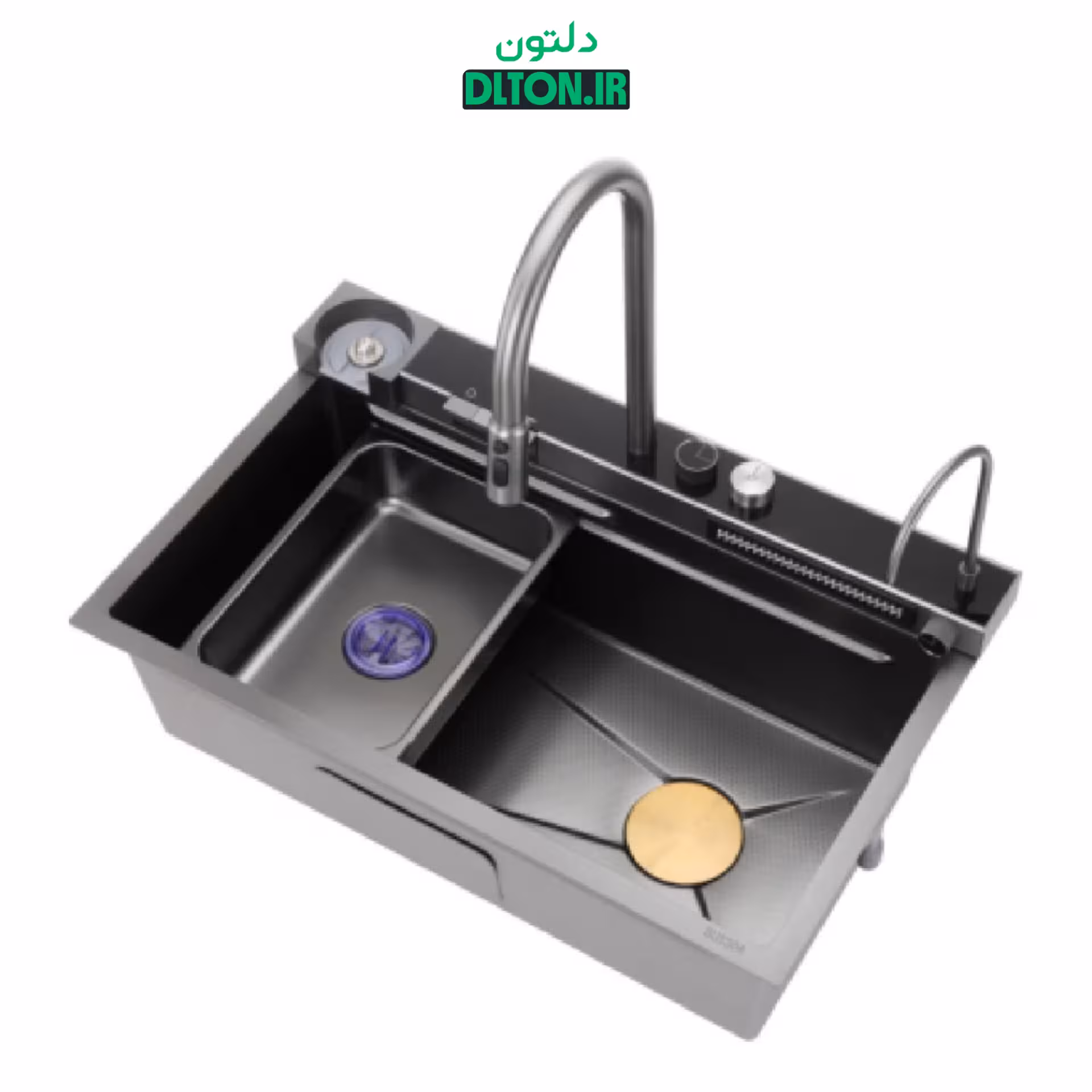 سینک ظرفشویی آبشاری مشکی مدل پیانویی 3 کلید گرید A