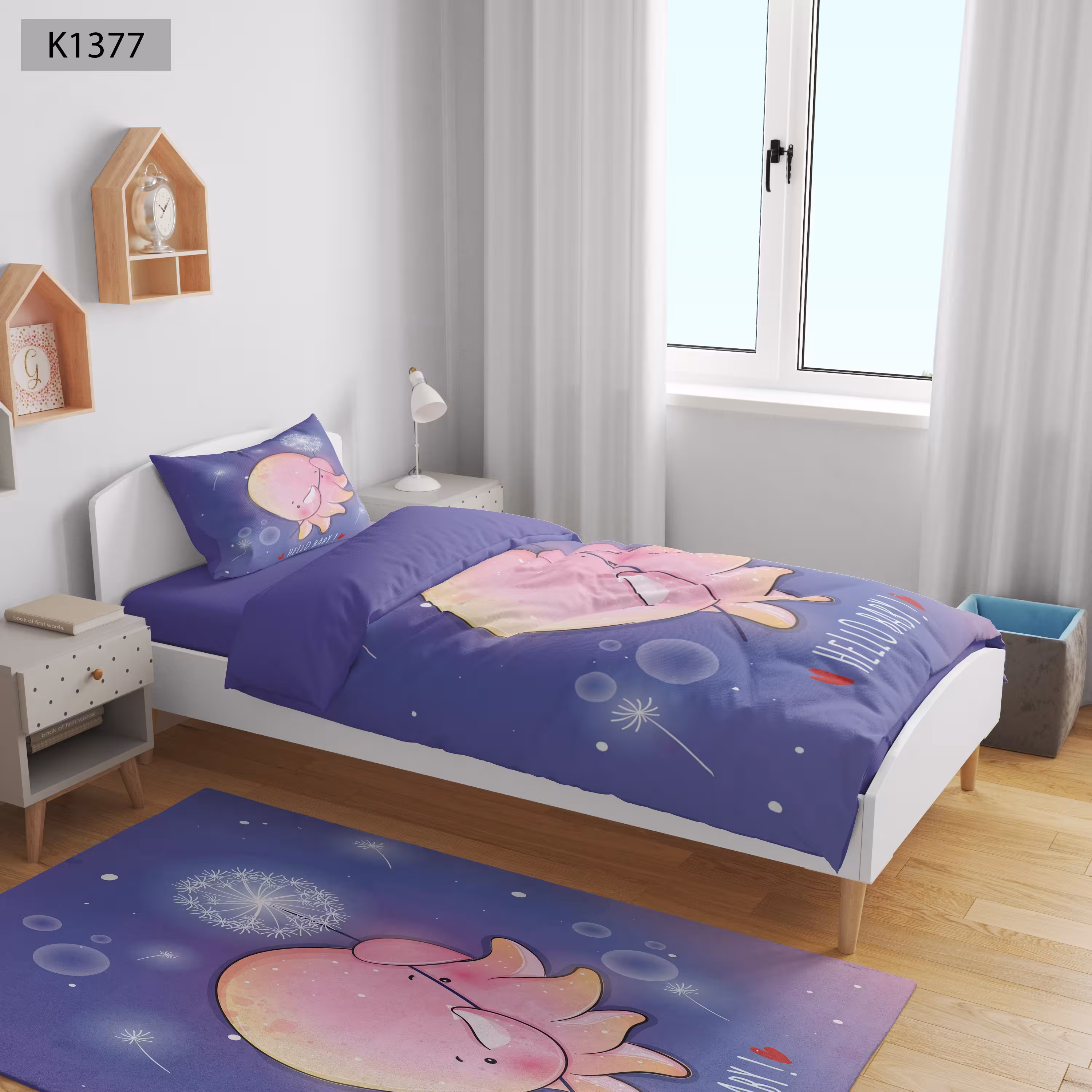 ست رو تختی چاپی 4 تیکه کالیفرنیا یک نفره   کد1377