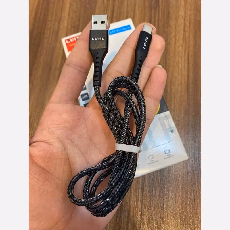 کابل شارژر کنفی برند LEITU مدل USB TO TYPE-C