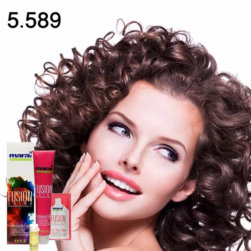 رنگ مو بدون آمونیاک فیوژن کالر مارال رنگ 5.589 (چای سرد)