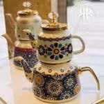 LIGHT لایت  کتری قوری لعابی طرح دار  L-8705