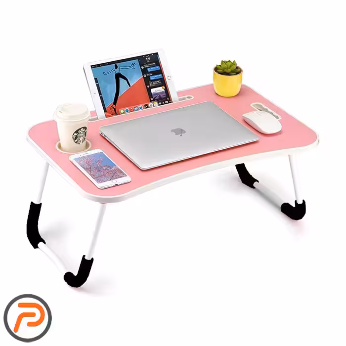 میز تحریر پایه تاشو 40*60 صورتی رنگ با طراحی جمع و جور