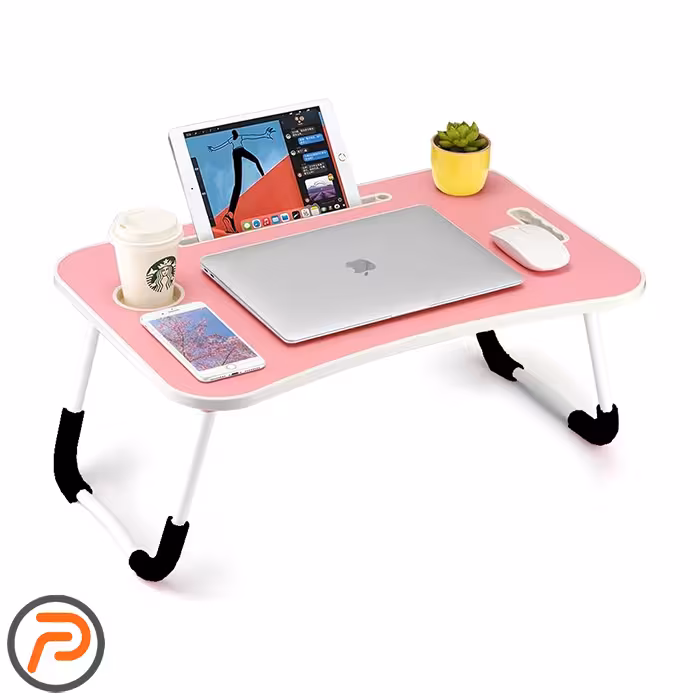 میز تحریر پایه تاشو 40*60 صورتی رنگ با طراحی جمع و جور