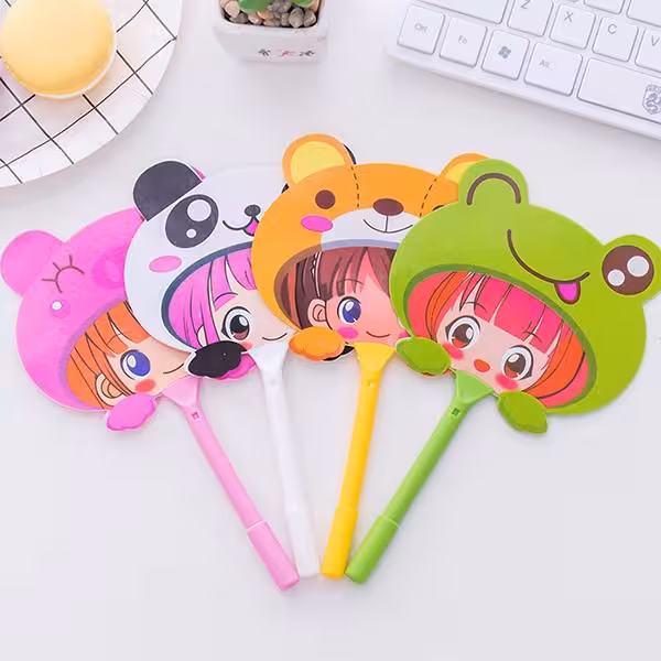 خودکار فانتزی بادبزنی دخترک Cute Girls pen blue ink