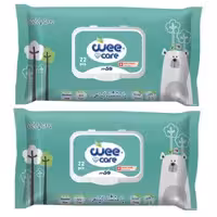 دستمال مرطوب کودک وی کر مدل عصاره آلوئه ورا و روغن زیتون 2 بسته 72 عددی
