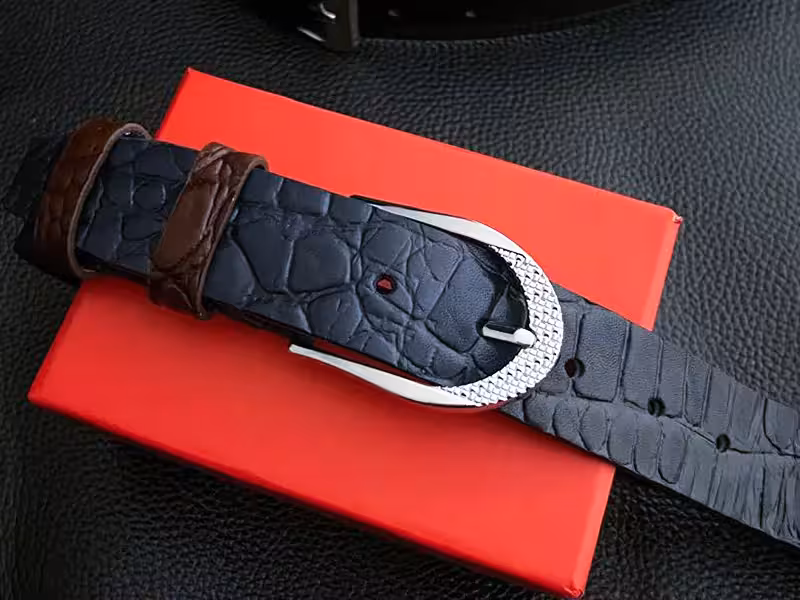 کمربند چرم طبیعی گاومیش سایز 3.5 رنگ سرمه ای