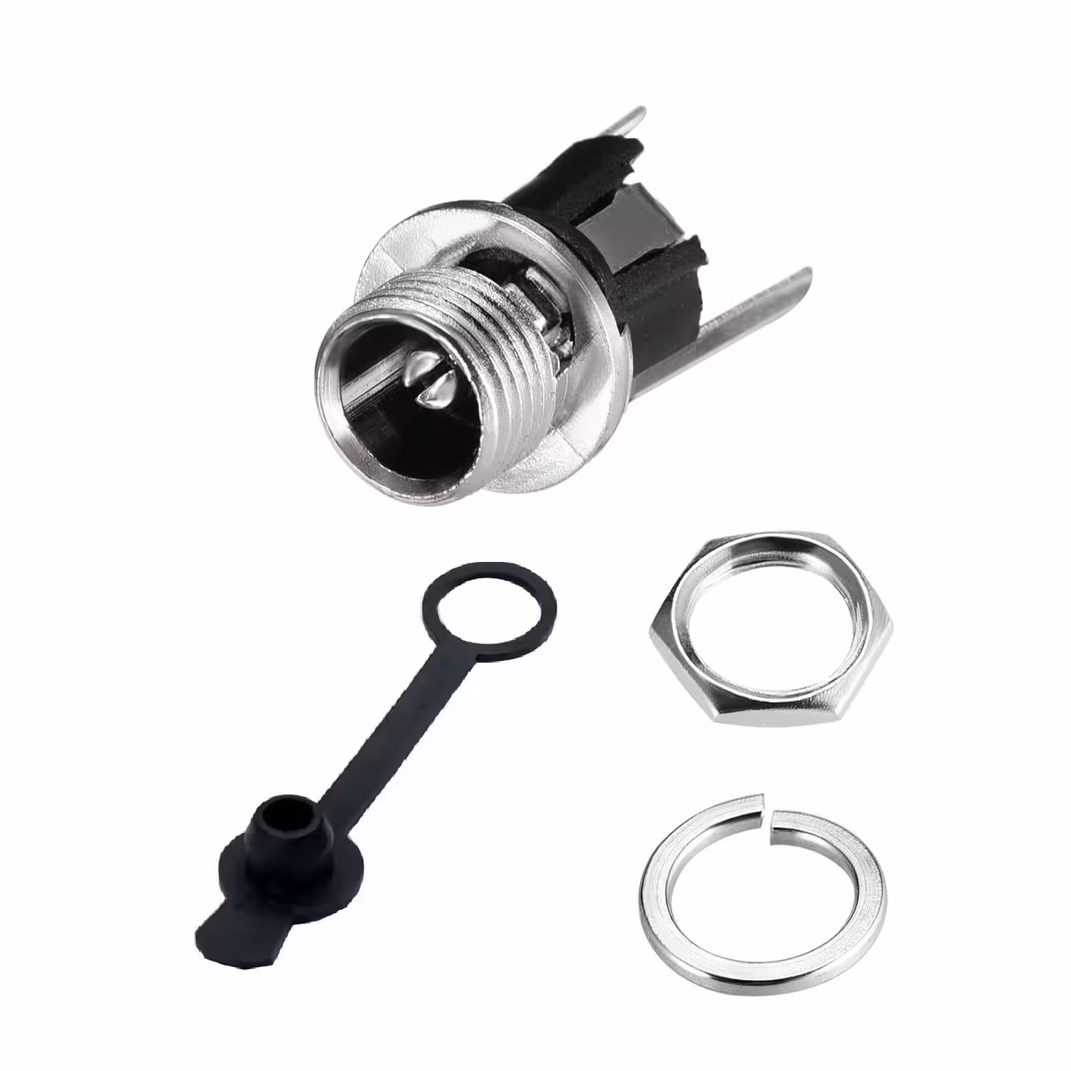 جك آداپتور مهره خور فلزی DC-025M درپوش دار ضدآب