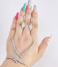 سرویس زنجیری نقره جواهری زنانه کد 60064