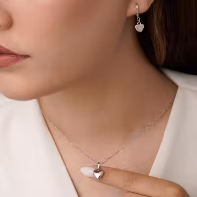 نیم ست ژوپینگ قلب نقره ای SKU413