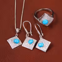 نیم ست فیروزه زنانه کد 30261 - جواهری مشاهیر