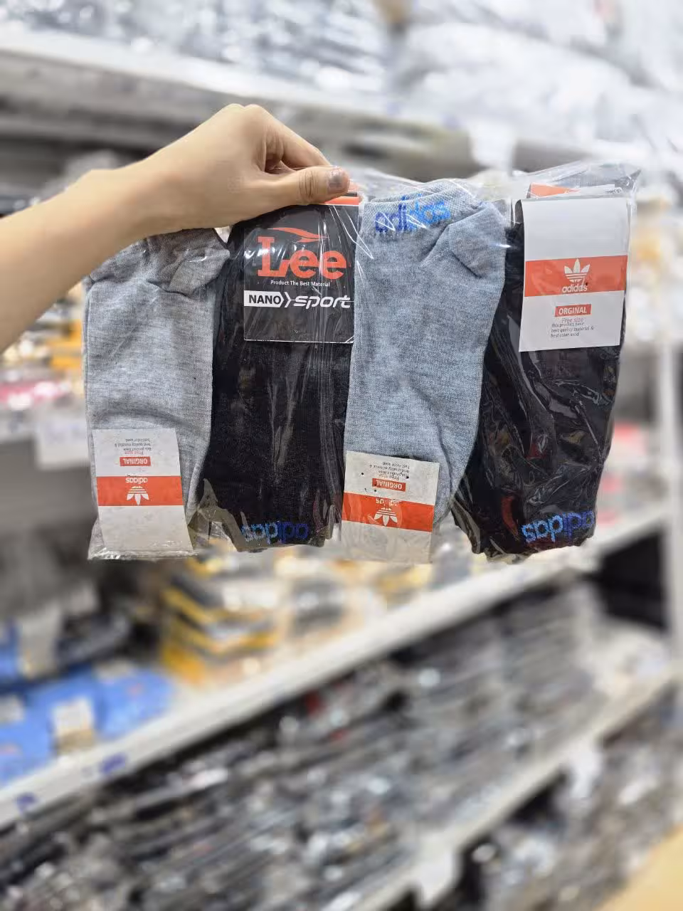 جوراب مچی اقتصادی  طرح ادیداس روی مچ نخی کد 1916