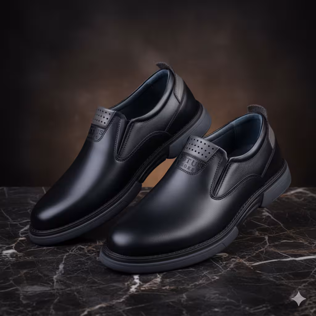 کفش چرم مردانه اسپرت کد SP042BK رنگی مشکی