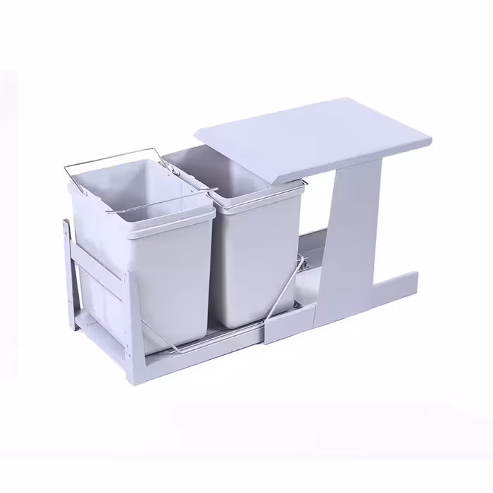 سطل زباله دومخزنه متوسط ریل کف تاندم (46 لیتری) – سامینا/Samina