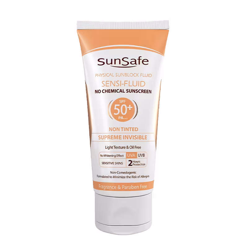 فلویید ضدآفتاب فاقد چربی بی رنگ spf50 سان سیف