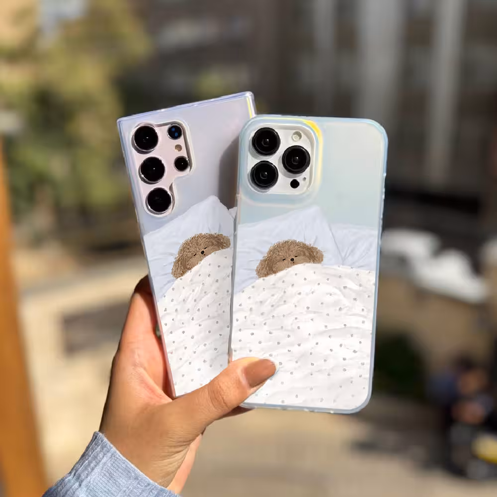 قاب هولوگرامی چاپی سفارشی (کد 0488) مدل پودل خسته برای سامسونگ