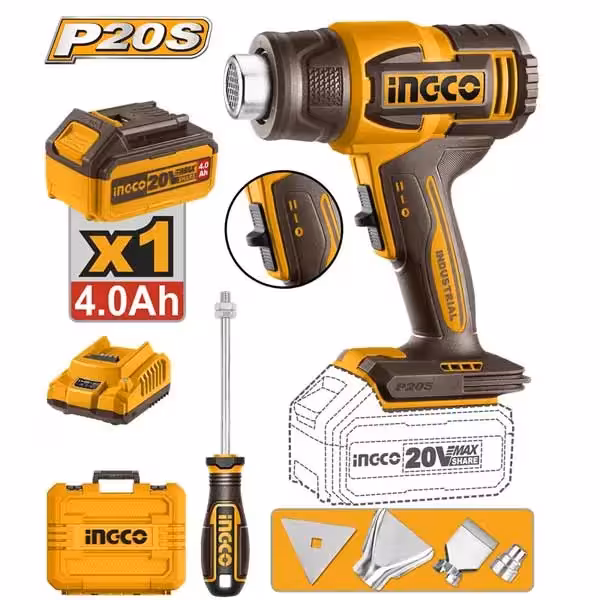 ارسال فوری   امکان خرید حضوری   ضمانت اصالت کالا   سشوار صنعتی 20 ولت شارژی اینکو کد HGLI20065