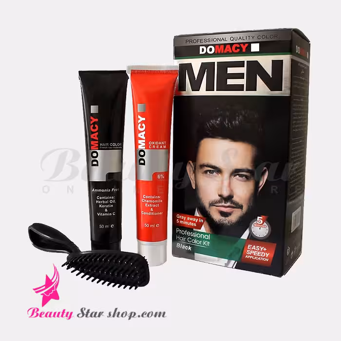 کیت رنگ مو مشکی مردانه دوماسی حجم 50 میلی لیتر