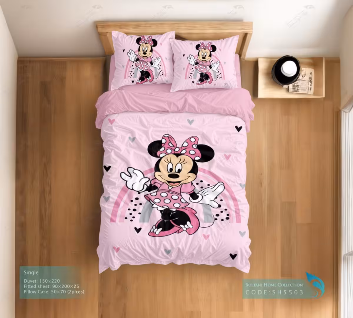روتختی و ست کامل طرح مینی موس صورتی سایز یکنفره کد SH5503