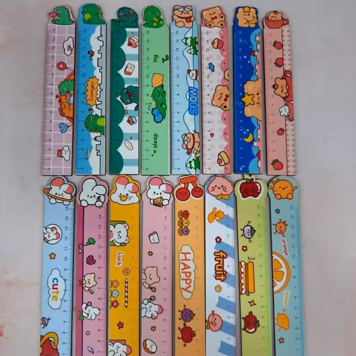 خط کش 15 سانتی چوبی با طرح های دخترونه و پسرونه