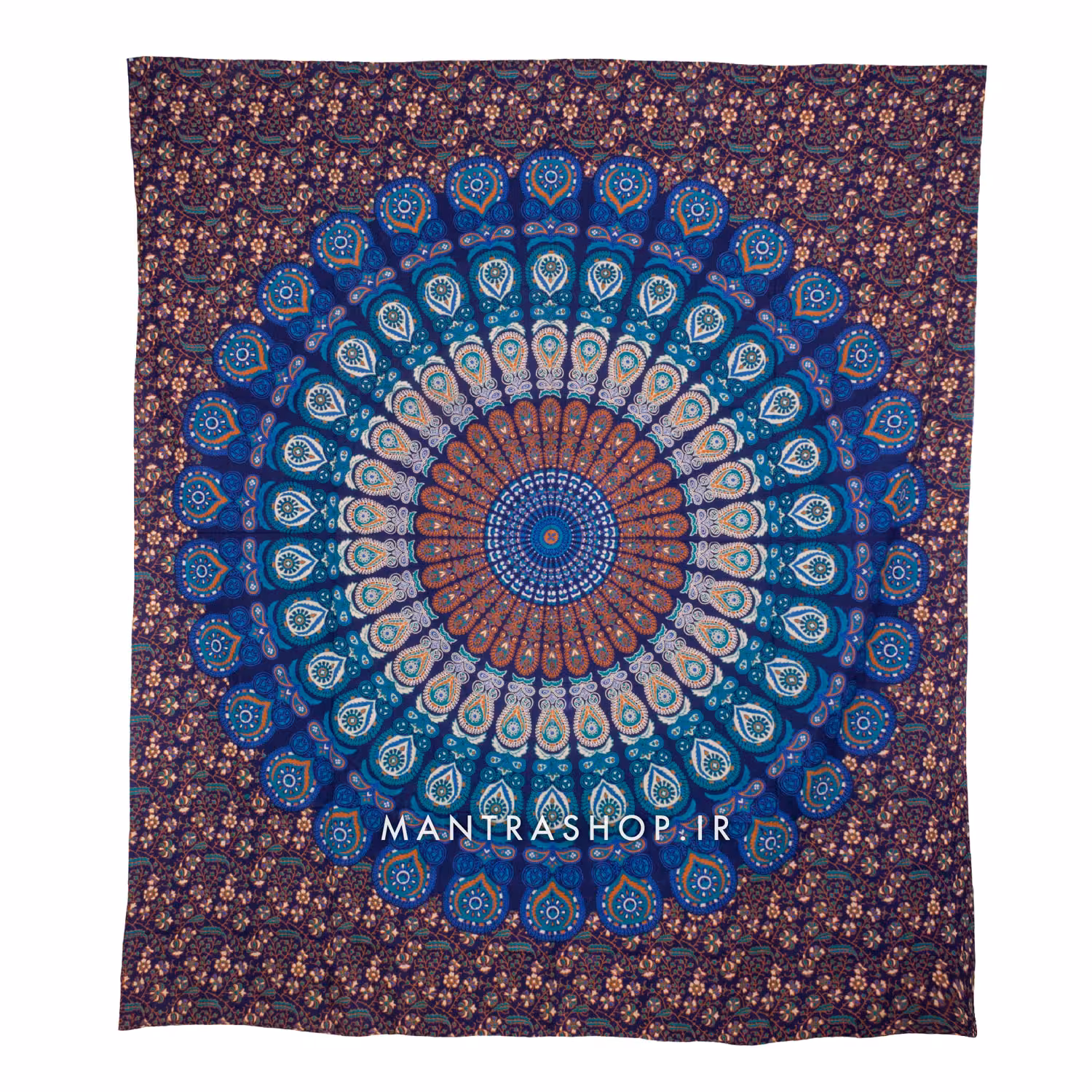 بکدراپ تپستری هندی تمام نخ طرح ماندالا (روتختی دو نفره) کد 102