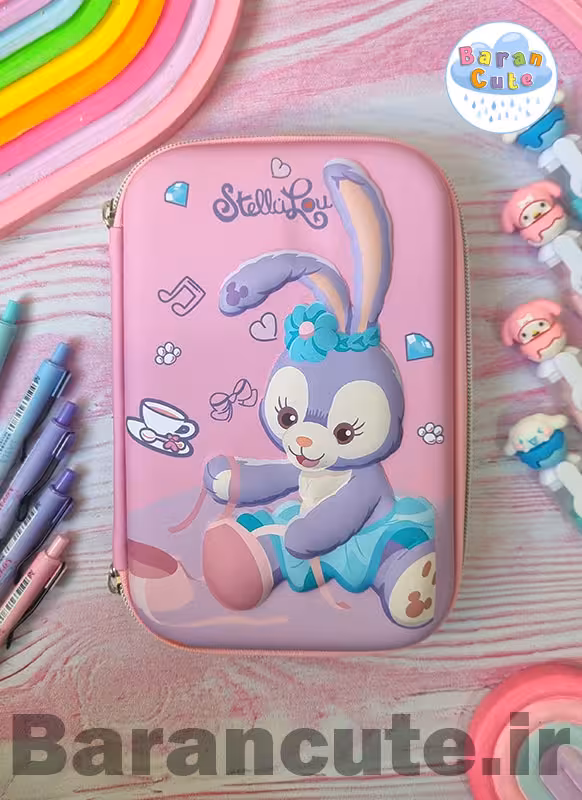 جامدادی کتابی برجسته طرح خرگوش صورتی