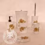 VIOLET ویولت ست  بهداشتی  رزین طرح گل سفید طلایی تخفیف  616-01