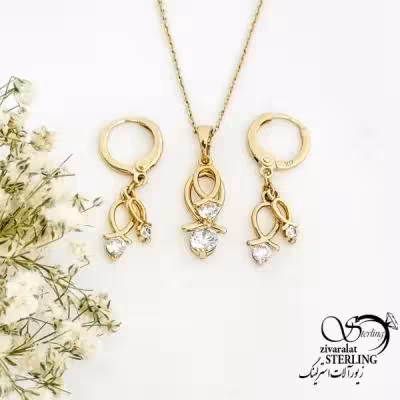 نیمست آویز نگین دار برند ژوپینگ طرح طلا کد 19701