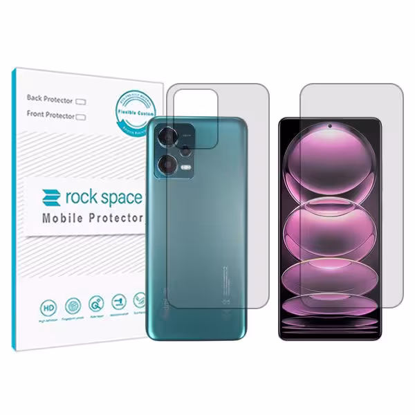 گلس محافظ صفحه نمایش و پشت گوشی شیائومی Redmi Note 12 5G مدل نانو هیدروژل شفاف برند راک اسپیس کد SS