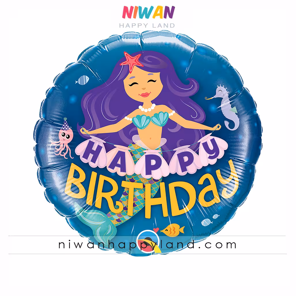 بادکنک فویلی پری دریایی گرد