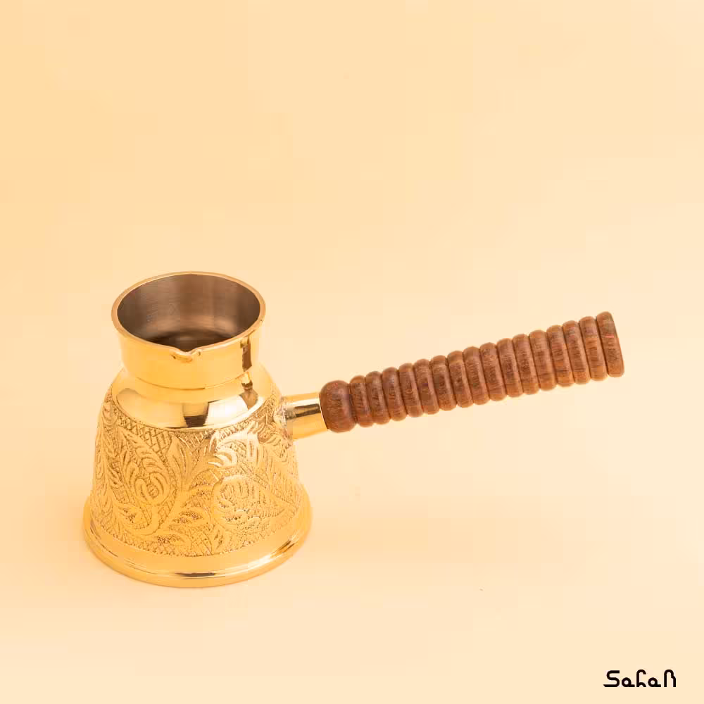 قهوه جوش برنجی طلایی بدون در مدل بوستان سایز 2