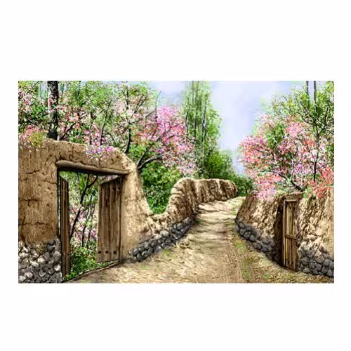 طرح منظره کوچه باغ بهاری کد 23113