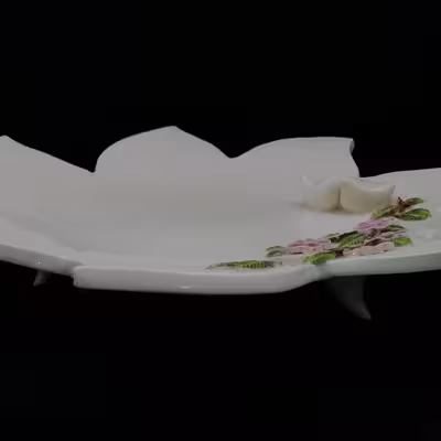 شیرینی خوری سرامیکی هیوا طرح رز برجسته پایه دار کد 11017439