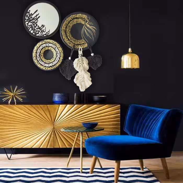 بشقاب و آینه دیوارکوب طرح سخن عشق کد 1090 مجموعه سه عددی