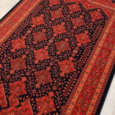 فرش ماشینی هیوا طرح بلوچ کد 206 زمینه سرمه ای