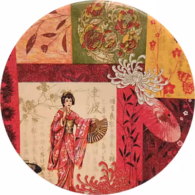 بشقاب دیوارکوب سفالی مدل بانوی ژاپنی کد 5 مجموعه 2 عددی