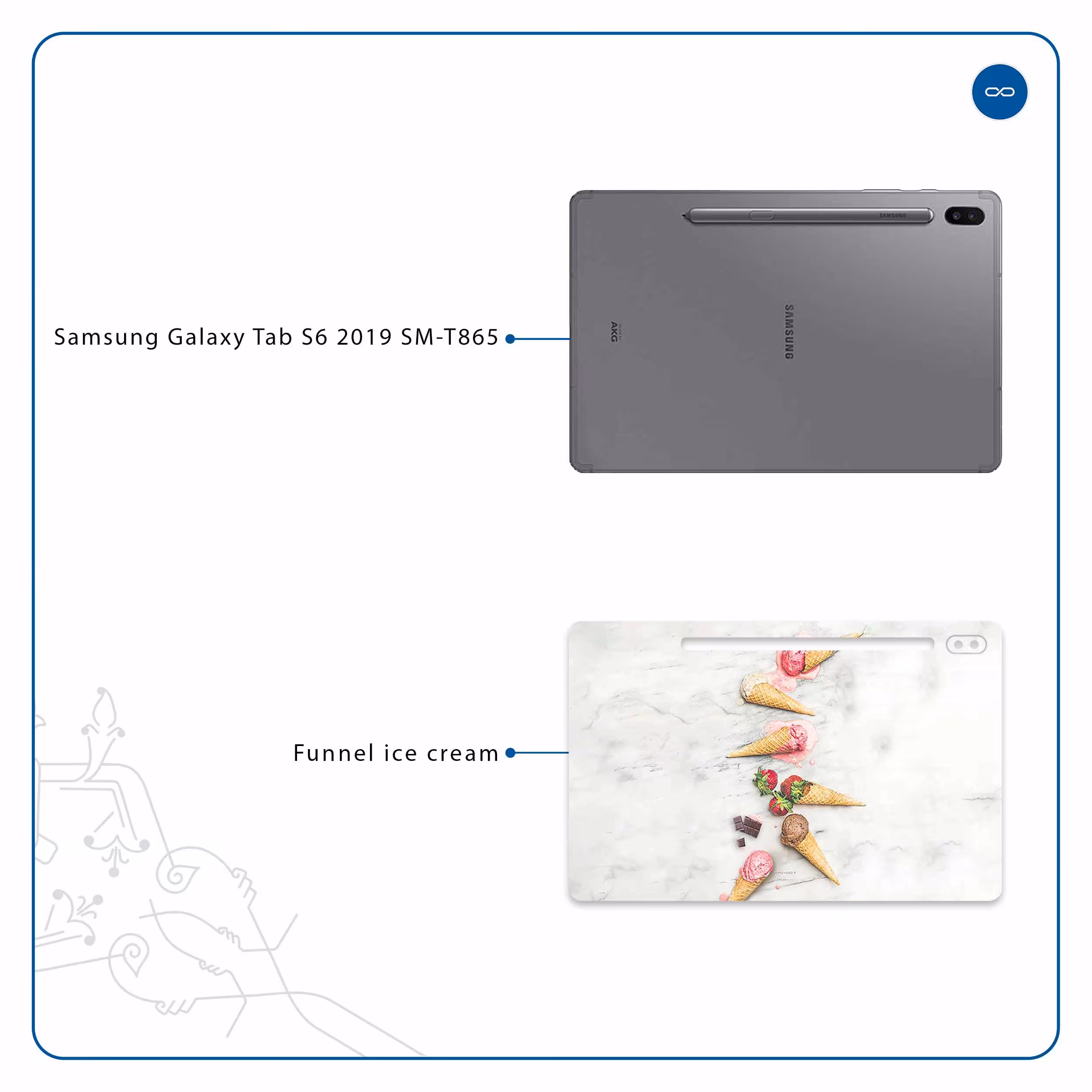 برچسب پوششی ماهوت مدل Funnel ice cream مناسب برای تبلت سامسونگ Galaxy Tab S6 2019 SM-T865