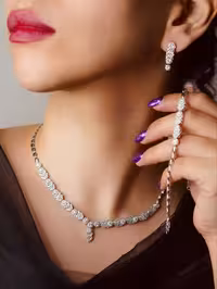 سرویس نقره جواهری زنانه کد 60478