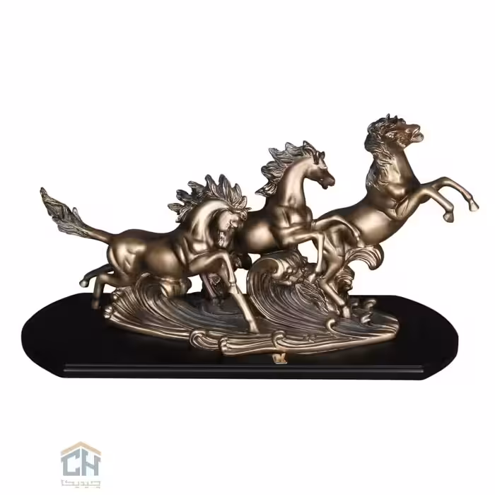 مجسمه اسب 3 تایی گلدکیش طرح برنز مدل 4632