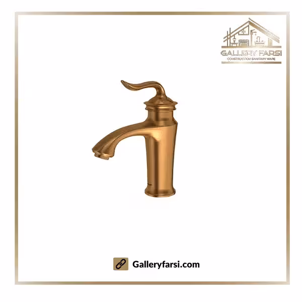 شیر روشویی شودر پایه کوتاه مدل لوکا طلایی مات