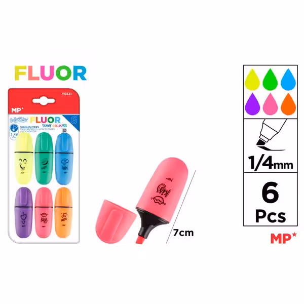 ماژیک هایلایتر مینی ام پی کد 531 بسته 6 عددی